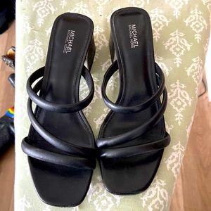 Michael Kors strappy black sandal with square heel